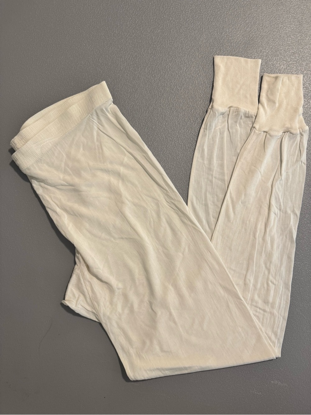 VTG Lands' End Women's Cream 100% Silk Long Johns Pajama Pants M - Picture 6 of 10